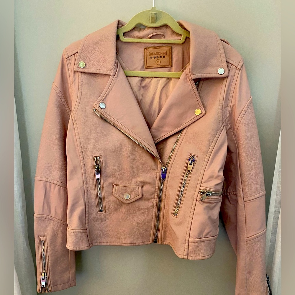 Blank NYC Blush Biker Bomber Jacket Size M